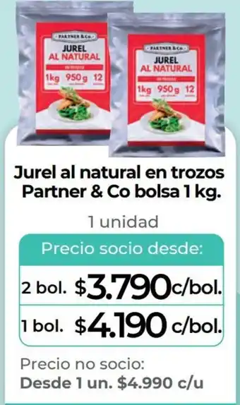 Alvi Jurel al natural en trozos Partner & Co bolsa 2bol x 1 kg. 1 unidad oferta