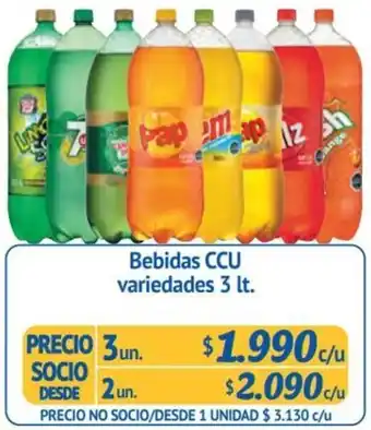 Alvi Bebidas CCU variedades 3un x 3 lt. oferta