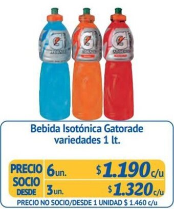 Alvi Bebida Isotónica Gatorade variedades 1 lt. x 6un oferta