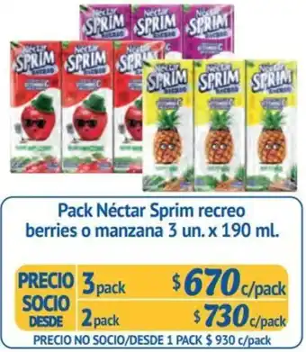 Alvi Pack Néctar Sprim recreo berries o manzana 3 un. x 190 ml. x 3pack oferta