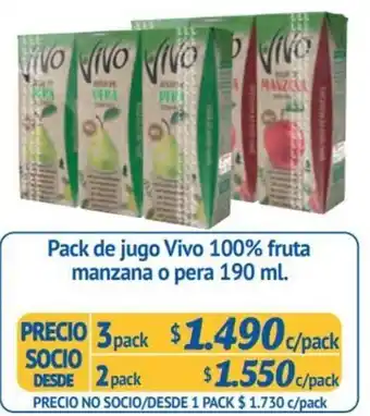 Alvi Pack de jugo Vivo 100% fruta manzana o pera 190 ml. x 3pack oferta