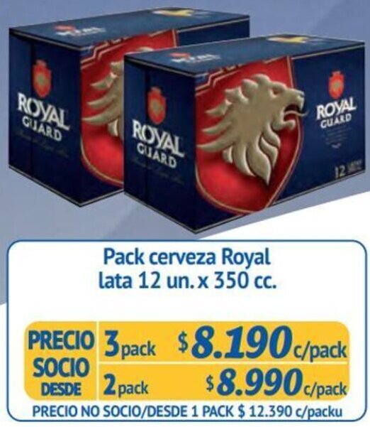 Alvi Pack cerveza Royal lata 12 un.x 350 cc. x 3pack oferta