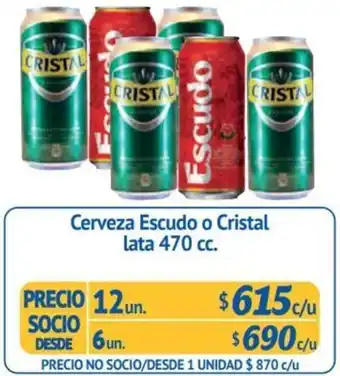 Alvi Cerveza Escudo o Cristal lata 470 cc. x 12un oferta