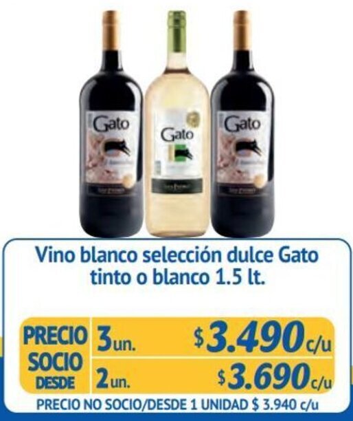 Alvi Vino blanco selección dulce Gato tinto o blanco 1.5 lt. x 3un oferta