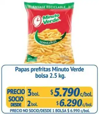 Papas prefritas Minuto Verde bolsa 2.5 kg. x 3bol