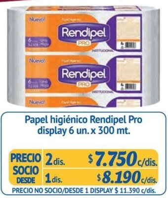 Alvi Papel higiénico Rendipel Pro display 6 un. x 300 mt. x 2dis oferta