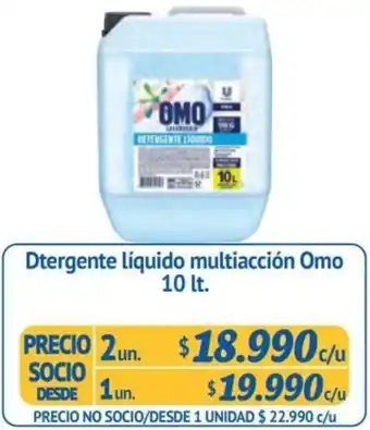 Dtergente líquido multiacción Omo 10 lt. x 2un