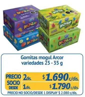 Gomitas mogul Arcor variedades 25-35 g x 2dis