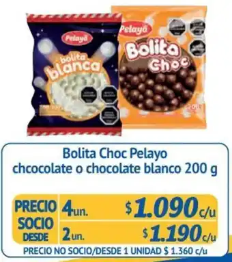 Bolita Choc Pelayo chcocolate o chocolate blanco 200 g x 4un