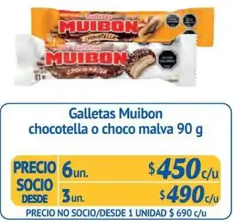Galletas Muibon chocotella o choco malva 90 g x 6un