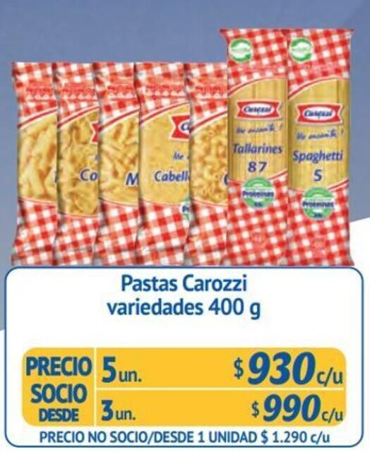 Alvi Pastas Carozzi variedades 400 g x 5un oferta
