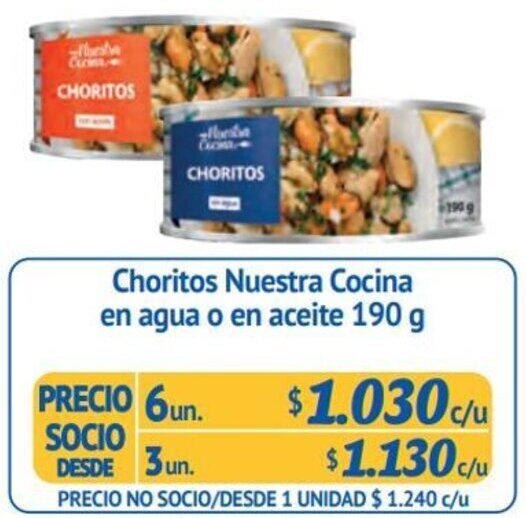 Alvi Choritos Nuestra Cocina en agua o en aceite 190 g x 6un oferta