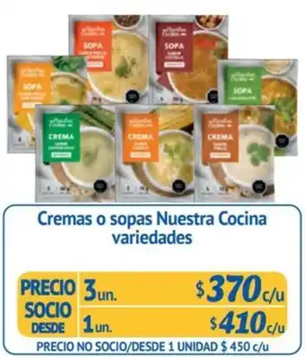 Cremas o sopas Nuestra Cocina variedades 3un