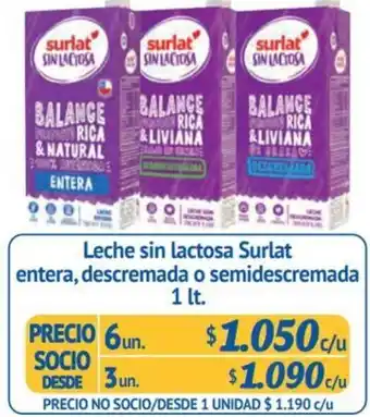 Alvi Leche sin lactosa Surlat entera, descremada o semidescremada 1 lt. x 6un oferta