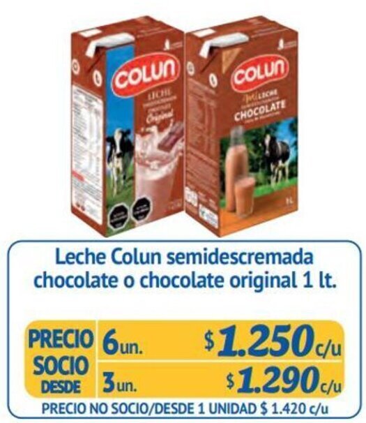 Alvi Leche Colun semidescremada chocolate o chocolate original 1 lt. x 6un oferta