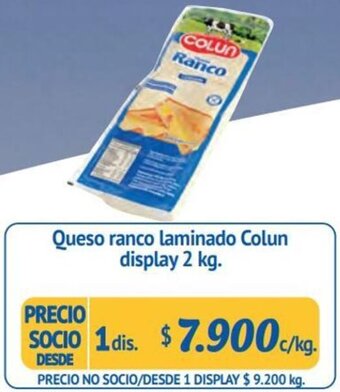 Alvi Queso ranco laminado Colun display 2 kg. oferta