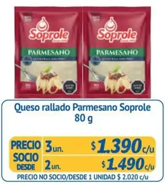 Queso rallado Parmesano Soprole 80g x 3un