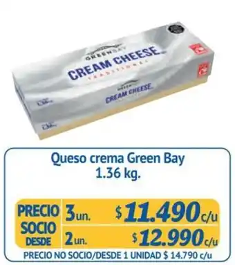 Queso crema Green Bay 1,36kg x 3un