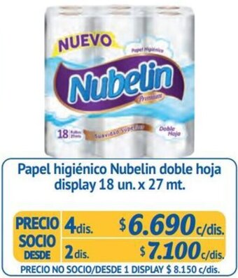 Alvi Papel higiénico Nubelin doble hoja display 18 un. x 27 mt. x 4dis oferta