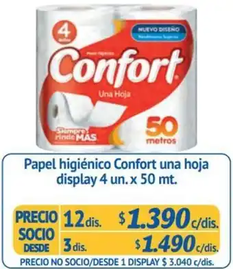 Alvi Papel higiénico Confort una hoja display 4 un. x 50 mt. x 12dis oferta