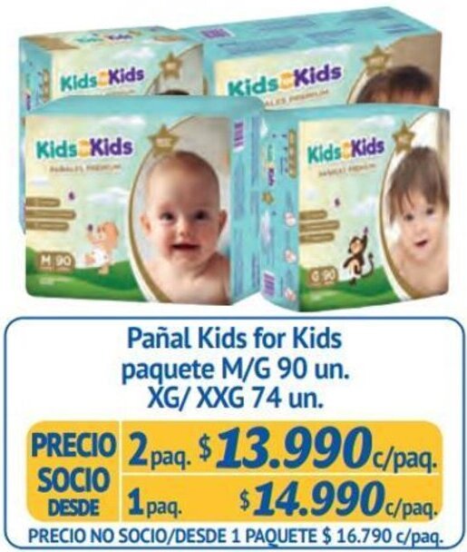 Alvi Pañal Kids for Kids paquete M/G 90 un. XG/XXG 74 un. x paq oferta