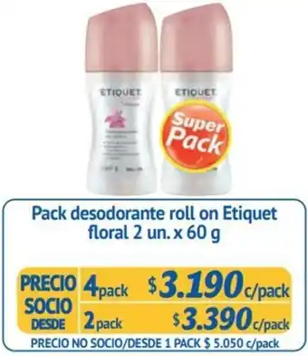 Pack desodorante roll on Etiquet floral 2 un. x 60 g x 4pack