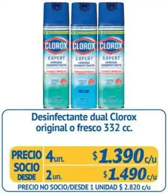 Alvi Desinfectante dual Clorox original o fresco 332 cc. x 4un oferta