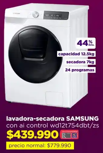 Ripley lavadora-secadora SAMSUNG con ai control wd12t754dbt/zs oferta