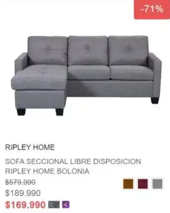 Ripley RIPLEY HOME SOFA SECCIONAL LIBRE DISPOSICION RIPLEY HOME BOLONIA oferta