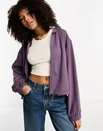 Asos design boxy zip thru hoodie in purple