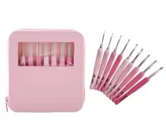 Set de crochet con mango ergonómico de silicona - rosado