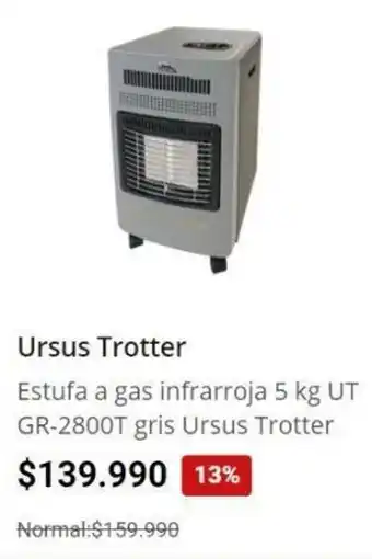 Easy Estufa a gas infrarroja 5 kg UT GR-2800T gris Ursus Trotter oferta