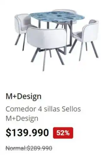 Easy Comedor 4 sillas Sellos M+Design oferta