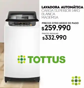LAVADORA AUTOMÁTICA CARGA SUPERIOR 14KG BLANCA MADEMSA