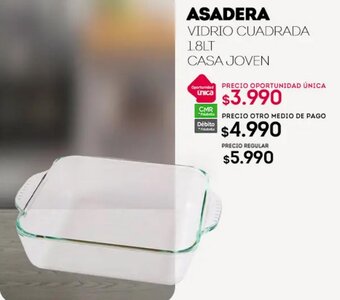 ASADERA VIDRIO CUADRADA 1.8LT CASA JOVEN