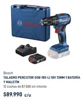 Construmart TALADRO PERCUTOR GSB 185-LI 18V 13MM 1 BATERÍA Y MALETÍN oferta