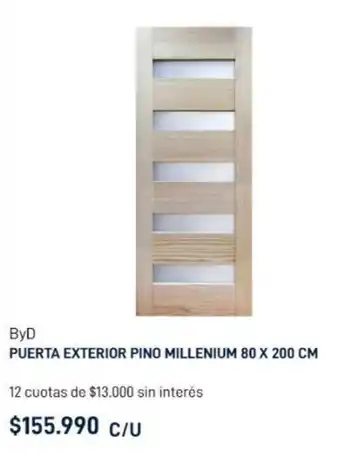 Construmart PUERTA EXTERIOR PINO MILLENIUM 80 X 200 CM oferta