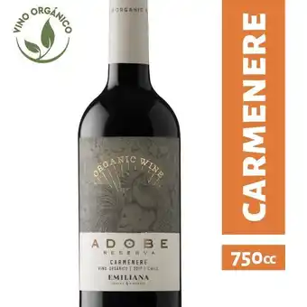 Unimarc Vino emiliana adobe orgánico reserva carmenere 750 cc oferta