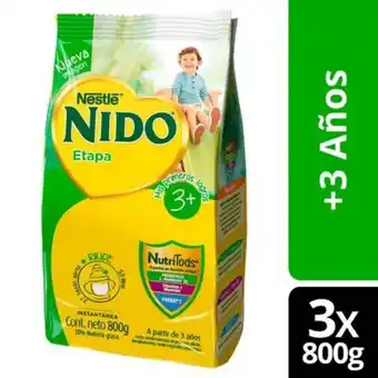 Leche en polvo nido® 3 protectus® avanzado bolsa 800g x3