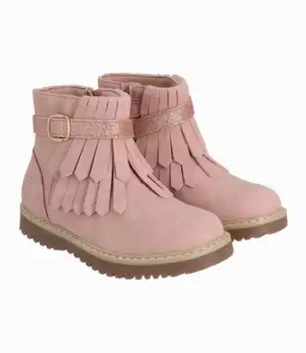 Bota bebé niña con flecos y estrella rosado