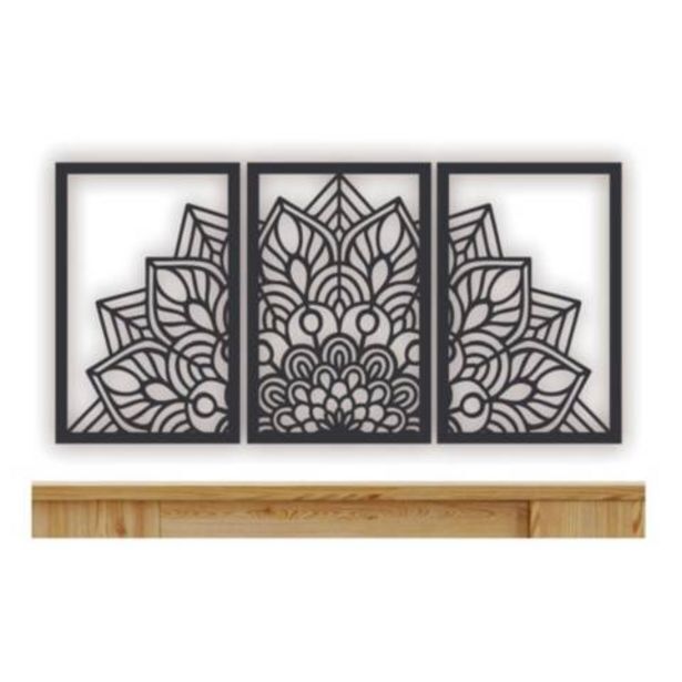 Linio Cuadros decorativos forma mándala en madera mdf pack 3ud oferta