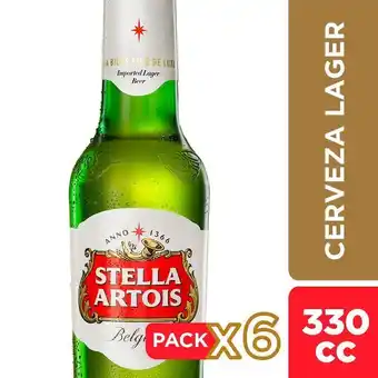 Unimarc Pack cerveza stella artois botella 6 un de 330 cc oferta