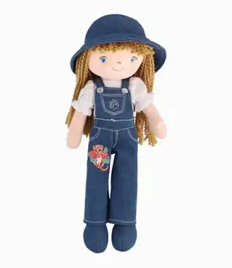 Muñeca niña con jardinera denim azul