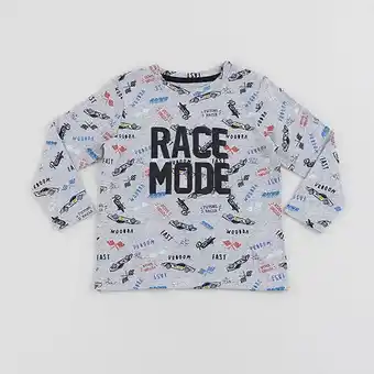 Polera bebe niño manga larga full print gris