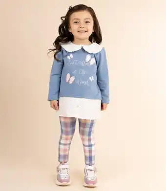 Conjunto bebé niña cuadrillé celeste