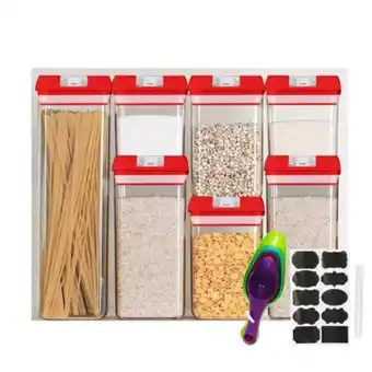 Linio Set 7 contenedores hermeticos para cocina tapa roja oferta