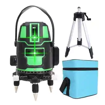 Nivel laser 5 líneas verde profesional + trípode base detodoymas