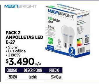Construmart Pack 2 ampolletas led oferta