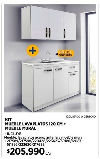Kit mueble lavaplatos 120cm