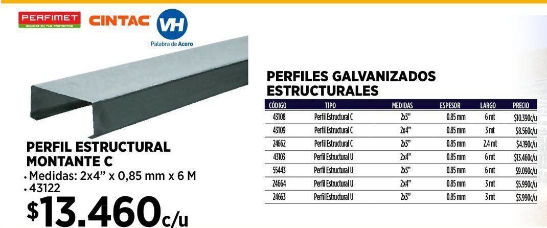 Construmart Perfil estructural oferta